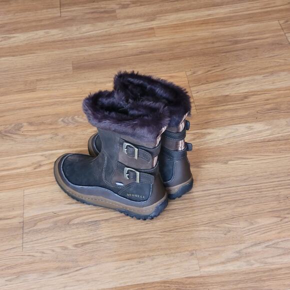 Merrell Decora Chant Waterproof Boots Womens 9 Mocha Winter Snow Boots Mid Calf - Picture 13 of 16